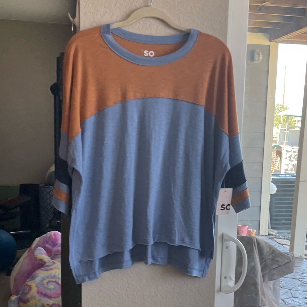 SO blue/brown quarter length sleeves NWT T-Shirt size XL